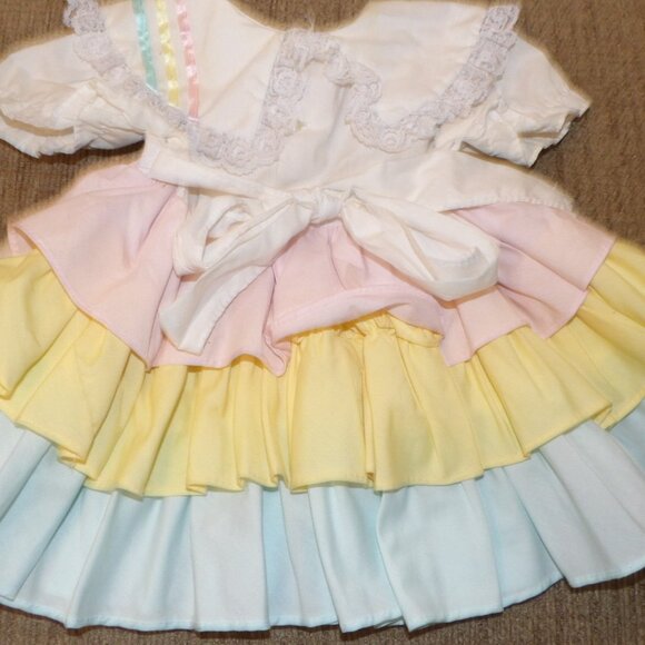 Pastel Rainbow Baby Girl Dress Kandy Ann Vintage Dress Size 12 Months - Picture 8 of 15